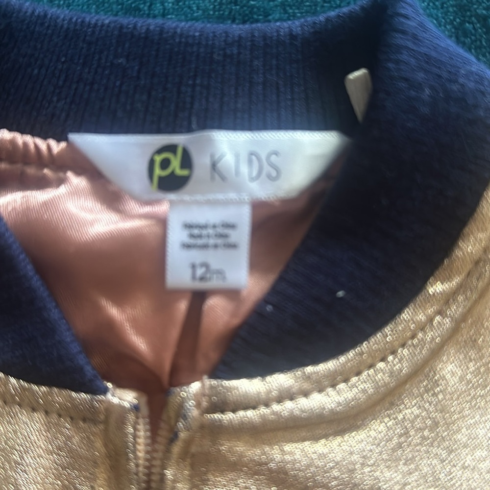 Baby girls rose gold and navy bomber jacket slight markings pictured - Picture 6 of 6